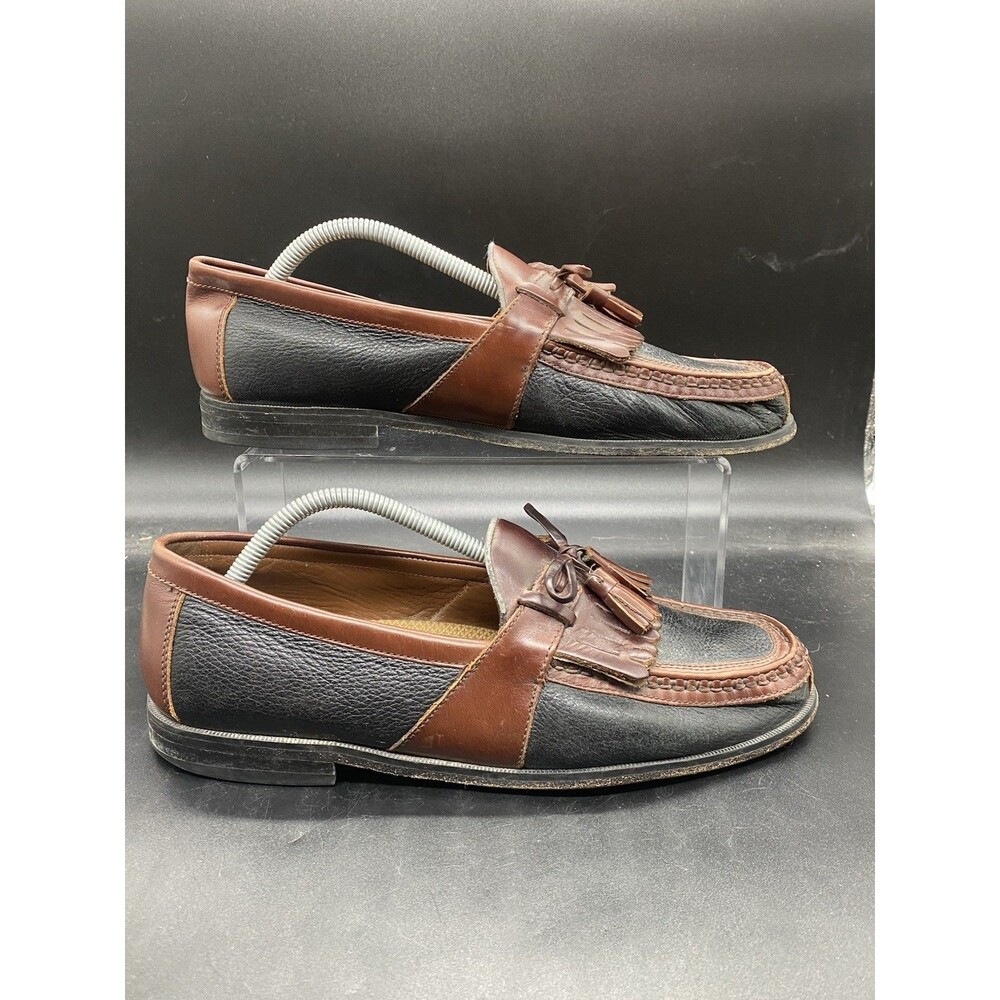 Johnston & Murphy Aragon II Black Brown Kiltie Tassel 2 Tone Loafers Men 10M